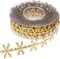A Roll of 0.98 Inch X 10 Meters Gold Glitter Snowflake Ribbon Lace Christmas Snowflake Leaves Ribbon Sequins Trim for Christmas Celebration Wedding Birthday Party Festive Event Decoration